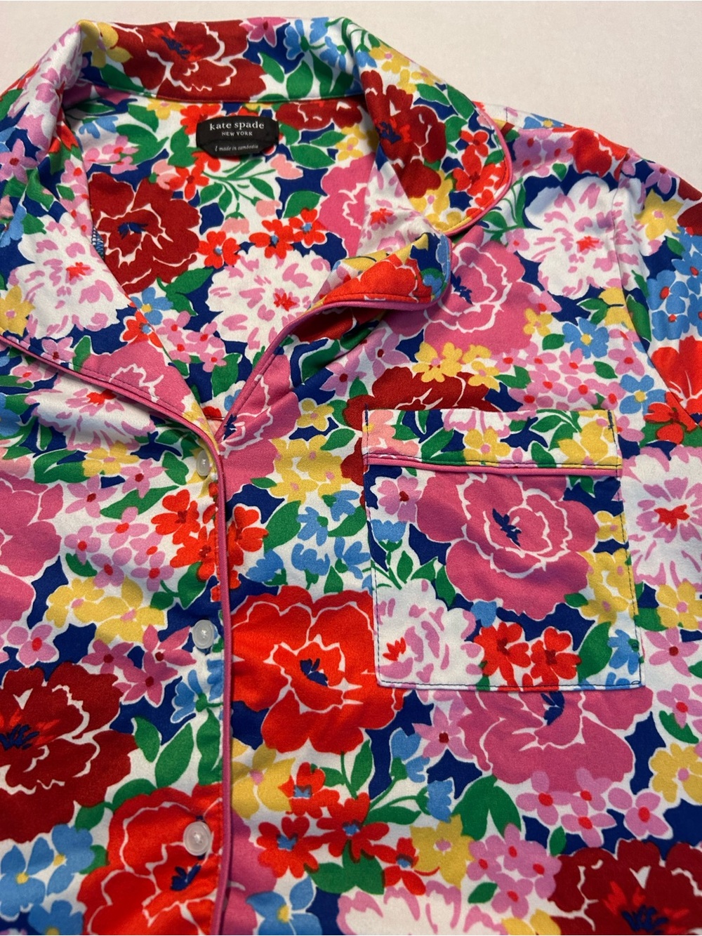 Kate Spade Blooming Florals Short Sleeve Pajamas Shorts Set Two Piece Size Large - Picture 3 of 11
